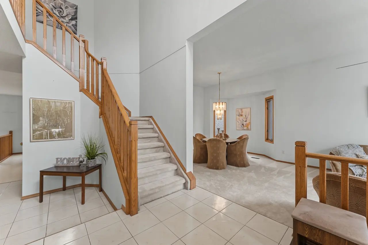 Foyer, staircase and formal living area