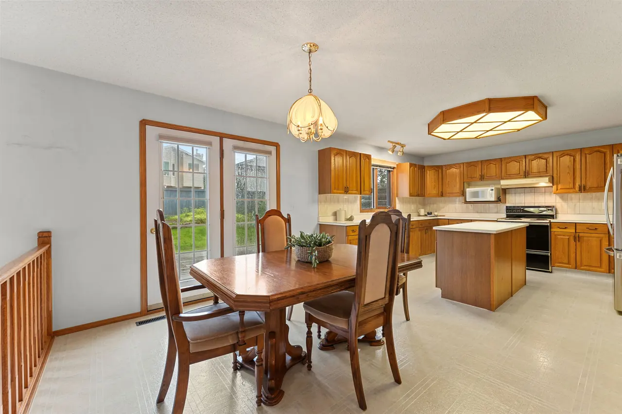 Dining nook and island kitchen
