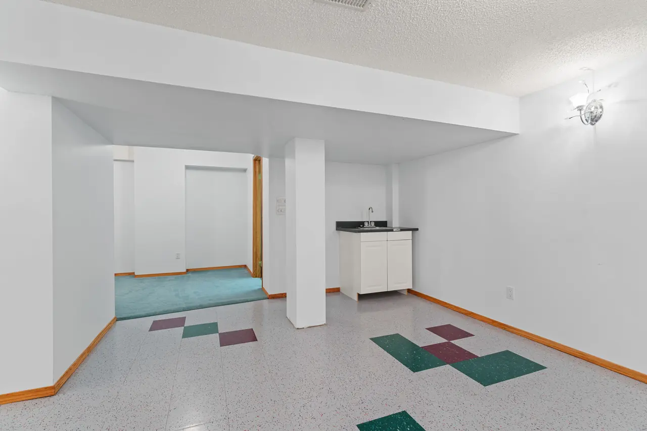 Recreation room with adjoining spaces